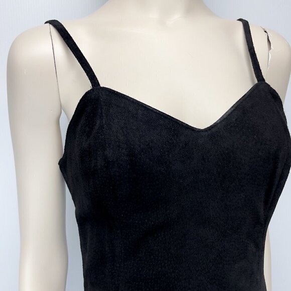 BAGATELLE Fitted Suede Leather VTG 90’s Minimalist Sheat Black Dress s 6 - Picture 3 of 8